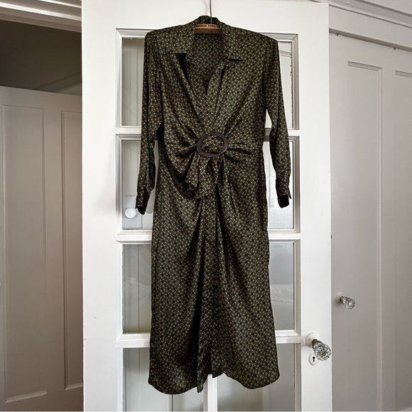 ZARA Silky Draped Chain Print Dress - Picture 3 of 4